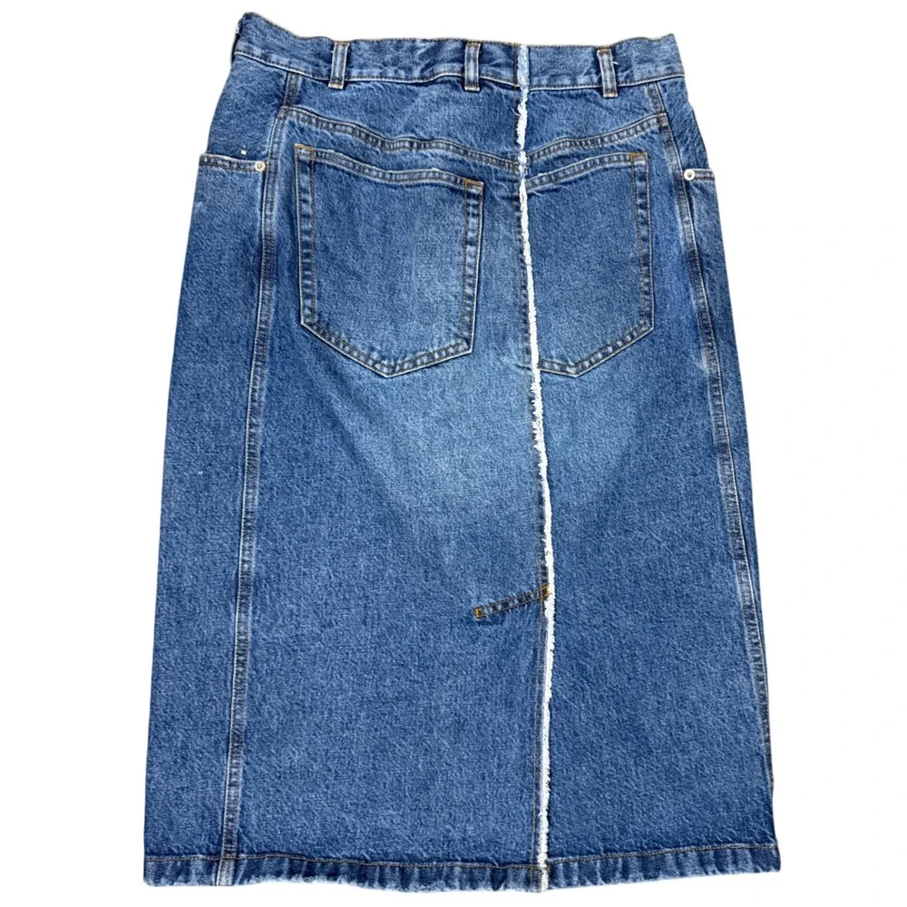 Dries‎ Van Noten Denim Midi Skirt EU 38 | Raw Seam Detail | 100% Cotton - Picture 2 of 9